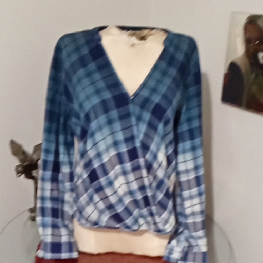 a.n.a Navy V-Neck Blouse